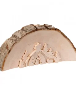 Waldfabrik, photophore en bois et étoile sapin de Noël Crèche De Noël Artisanale|Crèche De Noël En Relief, Taillee Dans Un Rondin De Bois, 12 Cm