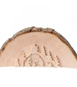 Waldfabrik, photophore en bois et étoile sapin de Noël Crèche De Noël Artisanale|Crèche De Noël En Relief, Taillee Dans Un Rondin De Bois, 12 Cm