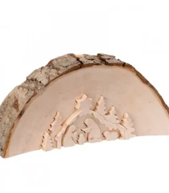 Waldfabrik, photophore en bois et étoile sapin de Noël Crèche De Noël Artisanale|Crèche De Noël En Relief, Taillee Dans Un Rondin De Bois, 12 Cm