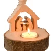 Waldfabrik, photophore en bois et étoile sapin de Noël Crèche De Noël Artisanale|Crèche De Noël Sur Rondin De Bois Avec Bougeoir