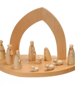 Schalling, crèche moderne Crèche De Noël En Bois|Crèche De Noël Vide A Fabriquer En Bois, 20 Cm
