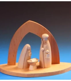 Schalling, crèche moderne Crèche De Noël En Bois|Crèche De Noël Vide A Fabriquer En Bois, 20 Cm