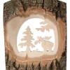 Waldfabrik, photophore en bois et étoile sapin de Noël Objet Déco Bois|Déco Bois En Ecorce, Motif Elan Dans La Foret, 18 Cm