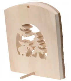 Waldfabrik, photophore en bois et étoile sapin de Noël Objet Déco Bois|Déco Bois En Ecorce, Motif Elan Dans La Foret, 18 Cm