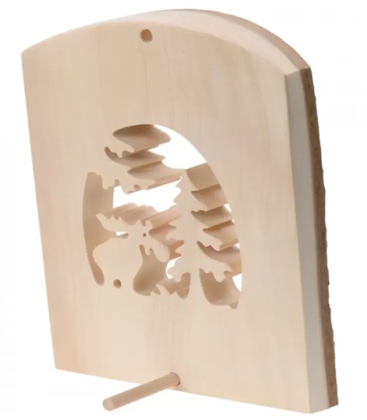 Waldfabrik, photophore en bois et étoile sapin de Noël Objet Déco Bois|Déco Bois En Ecorce, Motif Elan Dans La Foret, 18 Cm