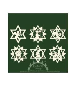 Ratags, décos de Noël lumineuses en bois Décorations En Bois Pour Sapin De Noël|Déco Sapin De Noël, Etoiles En Bois. 6 Motifs Differents - N° 9