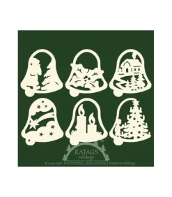Ratags, décos de Noël lumineuses en bois Décorations En Bois Pour Sapin De Noël|Décoration De Noël Pour Sapin, 6 Clochettes En Bois - Set N° 18
