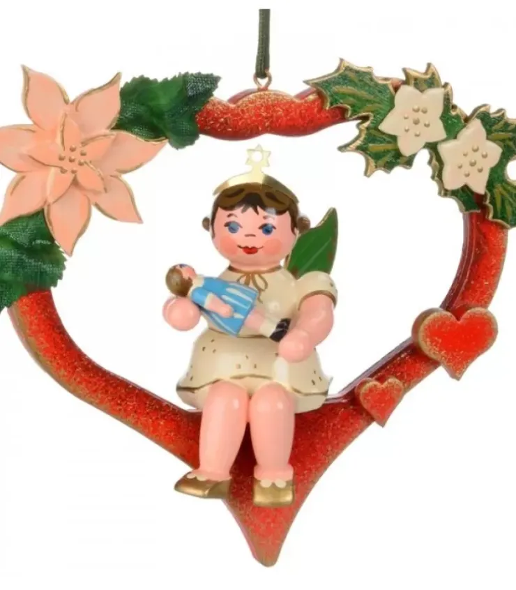 Hubrig, figurines pour enfant Déco Sapin De Noël Vintage|Décoration Sapin De Noël, Ange Dans Un Coeur Rouge