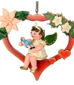 Hubrig, figurines pour enfant Déco Sapin De Noël Vintage|Décoration Sapin De Noël, Ange Dans Un Coeur Rouge