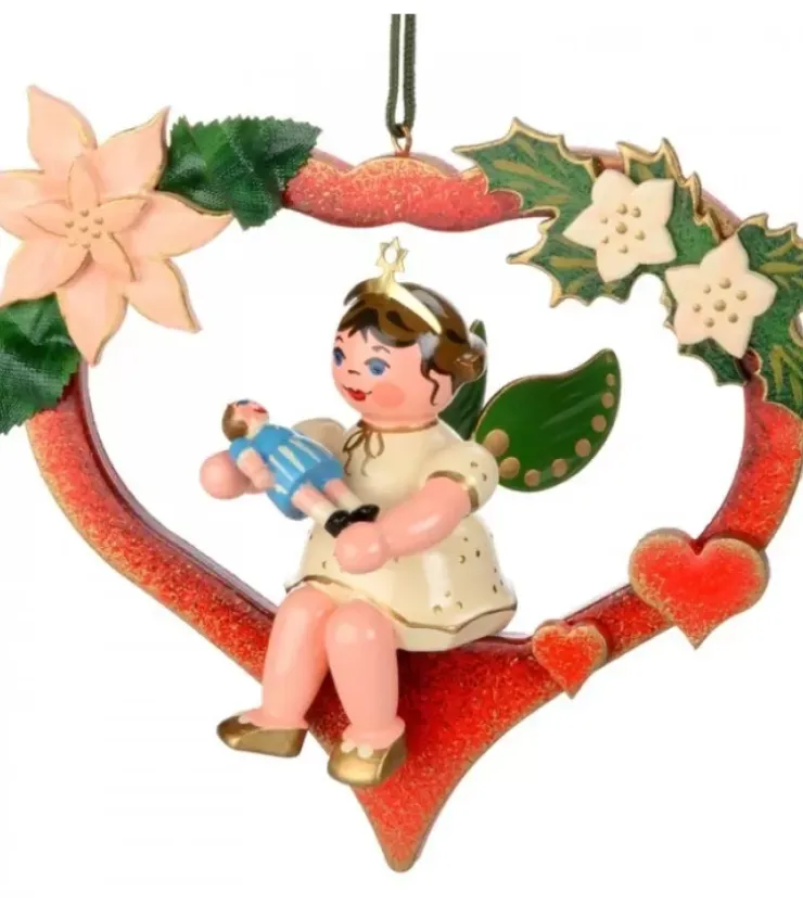 Hubrig, figurines pour enfant Déco Sapin De Noël Vintage|Décoration Sapin De Noël, Ange Dans Un Coeur Rouge