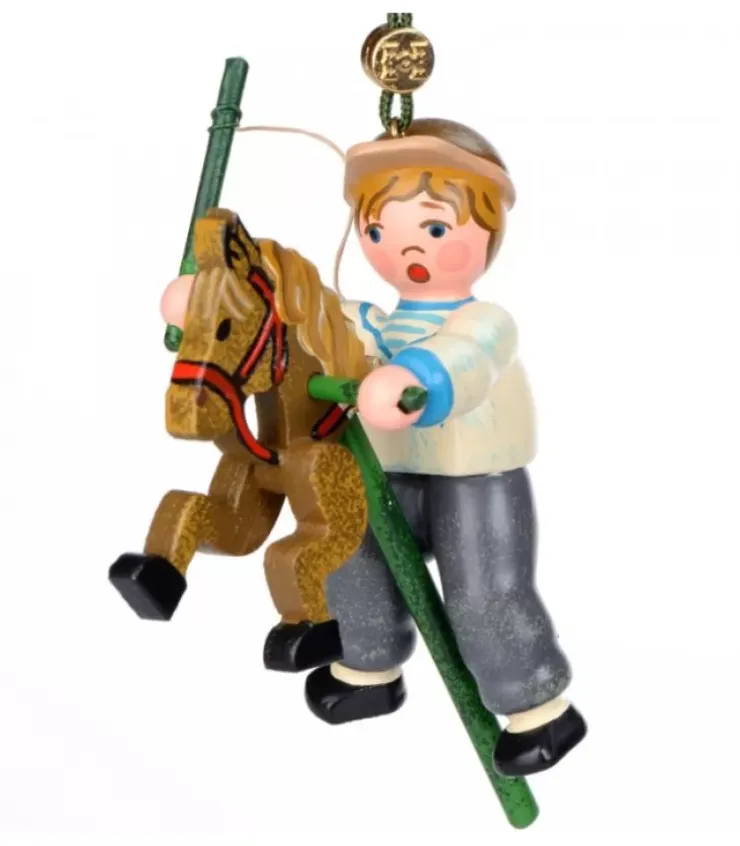 Hubrig, figurines pour enfant Déco Sapin De Noël Vintage|Décoration Sapin De Noël Vintage, Petit Garcon Sur Un Cheval En Bois