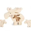 Waldfabrik, photophore en bois et étoile sapin de Noël Animaux En Bois|Elan En Bois Avec Deux Enfants, 10 Cm