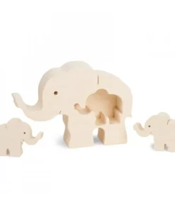 Waldfabrik, photophore en bois et étoile sapin de Noël Animaux En Bois|Elephant En Bois Avec Deux Bebes Elephants, 8,5 Cm