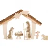 Waldfabrik, photophore en bois et étoile sapin de Noël Crèche De Noël Artisanale|Etable De Bethleem Avec Figurines En Ecorce, 12,5 Cm