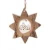 Waldfabrik, photophore en bois et étoile sapin de Noël Décorations En Bois Pour Sapin De Noël|Etoile En Bois, Motif Cisele Crèche Et Etoile, 10 Cm