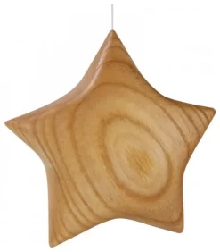 Waldfabrik, photophore en bois et étoile sapin de Noël Décorations En Bois Pour Sapin De Noël|Etoile En Bois Poli A Suspendre 7,5 Cm