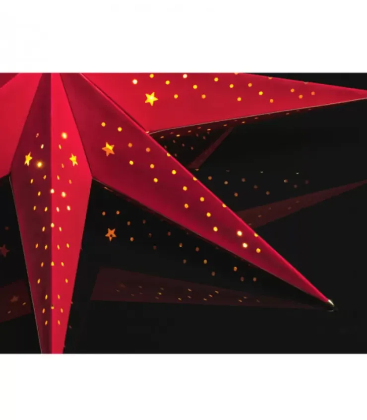 Konstsmide, guirlandes lumineuses de Noël Etoile Lumineuse|Etoile Lumineuse 7 Branches En Papier Velours Rouge A Suspendre, 60 Cm