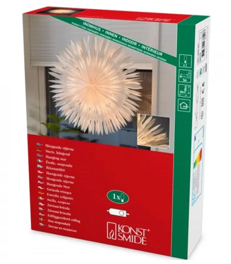 Konstsmide, guirlandes lumineuses de Noël Etoile Lumineuse|Etoile Lumineuse Electrique En Papier A Suspendre, Blanche, 60 Cm