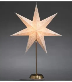 Konstsmide, guirlandes lumineuses de Noël Etoile Lumineuse|Etoile Lumineuse Electrique 7 Branches En Papier, Blanche, Sur Pied Laiton, 48 Cm