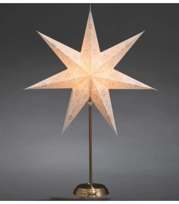 Konstsmide, guirlandes lumineuses de Noël Etoile Lumineuse|Etoile Lumineuse Electrique 7 Branches En Papier, Blanche, Sur Pied Laiton, 48 Cm