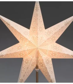 Konstsmide, guirlandes lumineuses de Noël Etoile Lumineuse|Etoile Lumineuse Electrique 7 Branches En Papier, Blanche, Sur Pied Laiton, 48 Cm