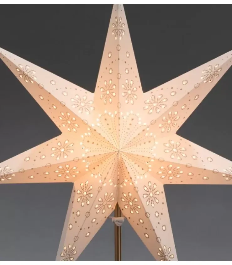 Konstsmide, guirlandes lumineuses de Noël Etoile Lumineuse|Etoile Lumineuse Electrique 7 Branches En Papier, Blanche, Sur Pied Laiton, 48 Cm