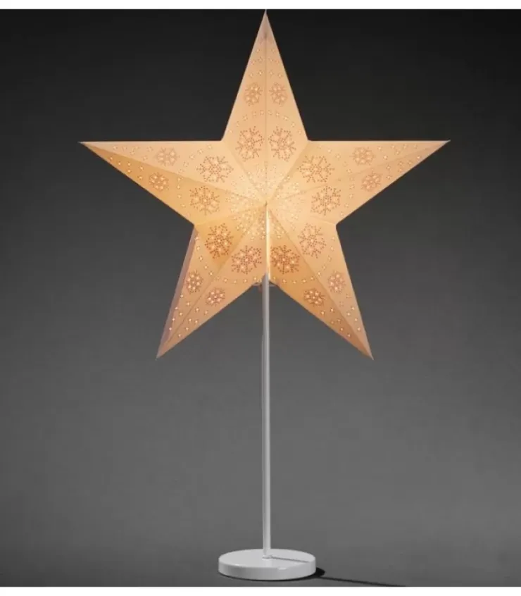 Konstsmide, guirlandes lumineuses de Noël Etoile Lumineuse|Etoile Lumineuse Electrique 5 Branches En Papier, Blanche, Sur Pied Blanc, 46 Cm