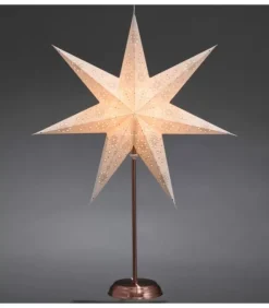 Konstsmide, guirlandes lumineuses de Noël Etoile Lumineuse|Etoile Lumineuse Electrique 7 Branches En Papier, Blanche, Sur Pied Cuivre 48 Cm