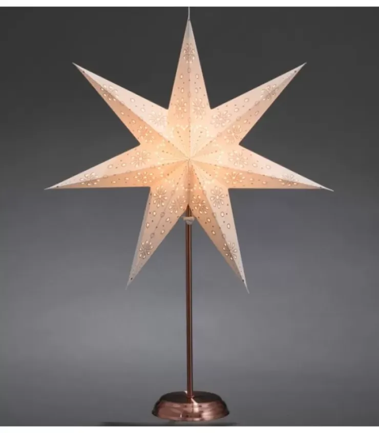 Konstsmide, guirlandes lumineuses de Noël Etoile Lumineuse|Etoile Lumineuse Electrique 7 Branches En Papier, Blanche, Sur Pied Cuivre 48 Cm