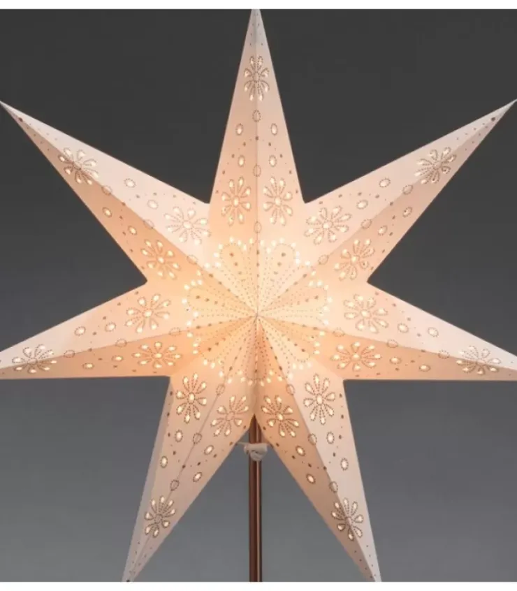 Konstsmide, guirlandes lumineuses de Noël Etoile Lumineuse|Etoile Lumineuse Electrique 7 Branches En Papier, Blanche, Sur Pied Cuivre 48 Cm