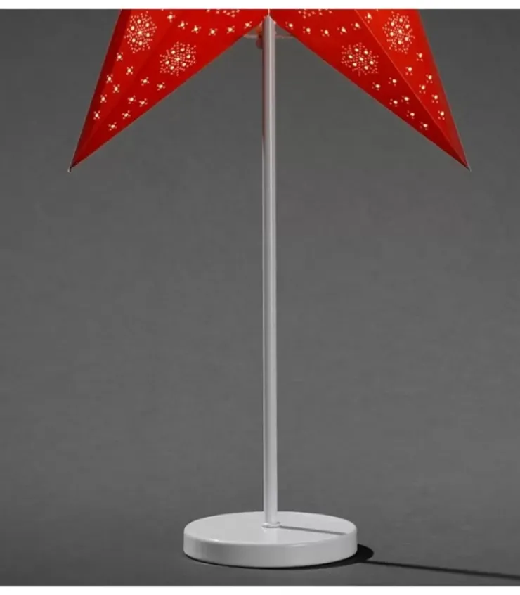 Konstsmide, guirlandes lumineuses de Noël Etoile Lumineuse|Etoile Lumineuse Electrique 5 Branches En Papier, Rouge, Sur Pied Blanc, 46 Cm