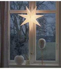 Konstsmide, guirlandes lumineuses de Noël Etoile Lumineuse|Etoile Lumineuse En Papier A Suspendre, 7 Branches, Blanche, 60 Cm