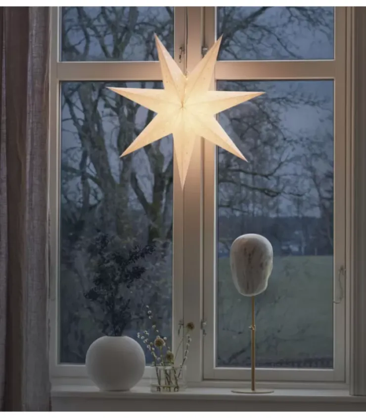 Konstsmide, guirlandes lumineuses de Noël Etoile Lumineuse|Etoile Lumineuse En Papier A Suspendre, 7 Branches, Blanche, 60 Cm