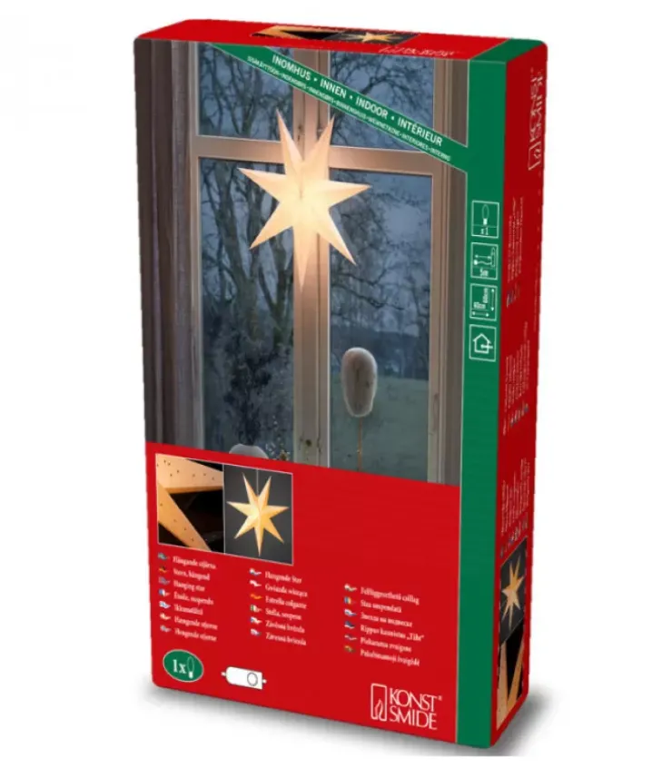 Konstsmide, guirlandes lumineuses de Noël Etoile Lumineuse|Etoile Lumineuse En Papier A Suspendre, 7 Branches, Blanche, 60 Cm