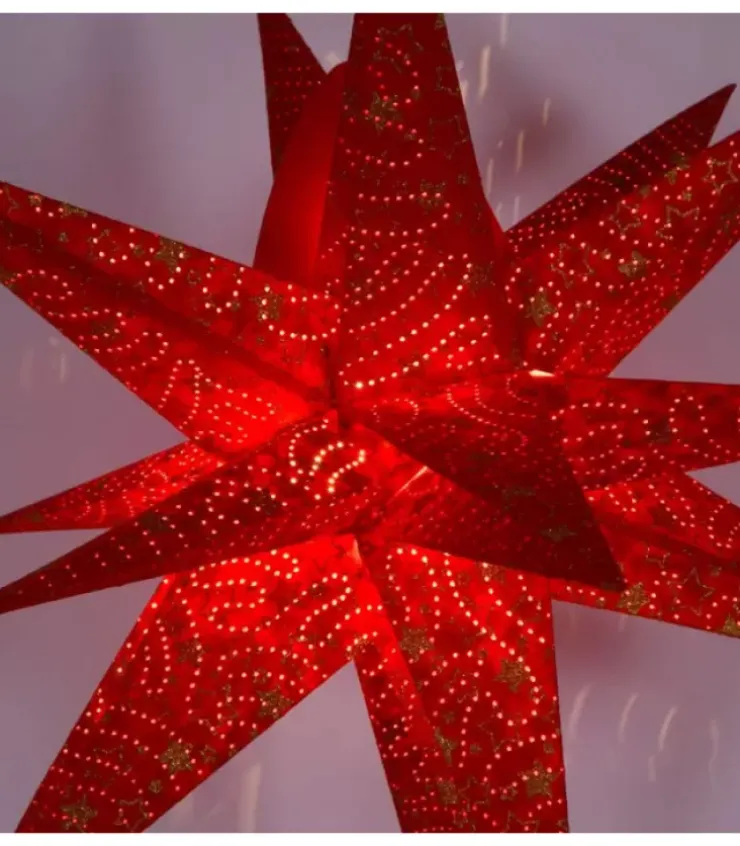Riffelmacher et Weinberger Etoile Lumineuse|Etoile Lumineuse Rouge En Papier 3D, A Suspendre, 45 Cm