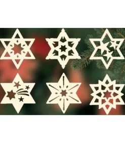 Ratags, décos de Noël lumineuses en bois Décorations En Bois Pour Sapin De Noël|Etoiles En Bois, Déco Sapin De Noël, 6 Motifs Differents - N° 8