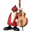 Köhler, Père Noël en bois Père Noël En Bois|Figurine Père Noël Contrebassiste