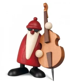 Köhler, Père Noël en bois Père Noël En Bois|Figurine Père Noël Contrebassiste
