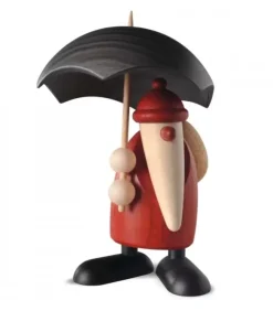 Köhler, Père Noël en bois Père Noël En Bois|Figurine Père Noël Sous Parapluie