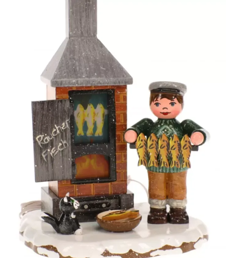 Hubrig, figurines pour enfant Village De Noël Miniature|Fumoir A Poisson - Electrique - Village De Noël Miniature