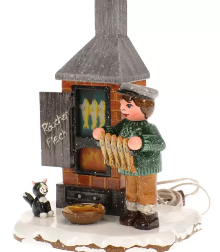 Hubrig, figurines pour enfant Village De Noël Miniature|Fumoir A Poisson - Electrique - Village De Noël Miniature