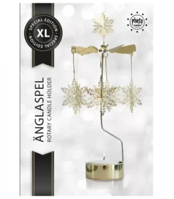 Pluto Produkter, déco de Noël Scandinave Bougeoirs Carrousels Photophore De Noël|Grand Carrousel De Noël Flocons De Neige Dores, 28 Cm