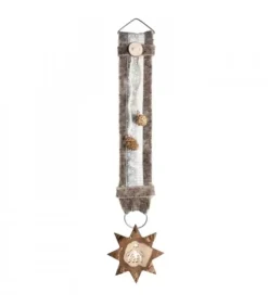 Waldfabrik, photophore en bois et étoile sapin de Noël Objet Déco Bois|Grand Décoration Murale Montagne 60 Cm Blanc Avec Etoile, Crèche