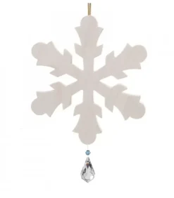 Waldfabrik, photophore en bois et étoile sapin de Noël Décorations En Bois Pour Sapin De Noël|Grand Flocon De Neige A Suspendre Avec Cristal Swarovski 12 Cm
