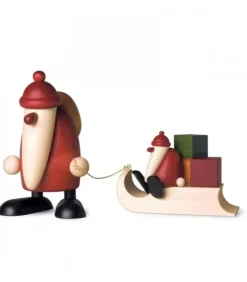 Köhler, Père Noël en bois Père Noël En Bois|Grand Père Noël Et Cadeaux Sur Luge, 19 Cm