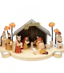 Richard Glasser, Pyramides de Noël allemandes Crèche De Noël En Bois|Grande Crèche De Noël En Bois Avec Personnages