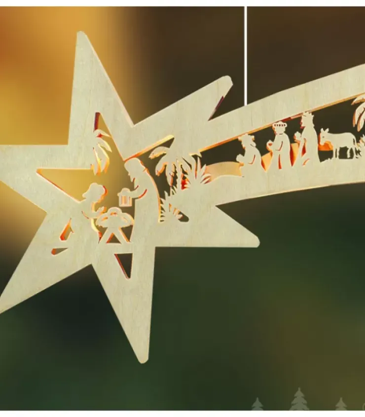 Ratags, décos de Noël lumineuses en bois Etoile Lumineuse|Grande Etoile Lumineuse En Bois A Suspendre