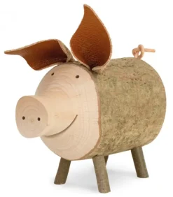Waldfabrik, photophore en bois et étoile sapin de Noël Animaux En Bois|Gros Cochon En Bois, 9 Cm