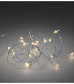 Konstsmide, guirlandes lumineuses de Noël Guirlande Lumineuse Intérieure À Led|Guirlande Led A Pile, 20 Diodes Ambrees, Fil Argente