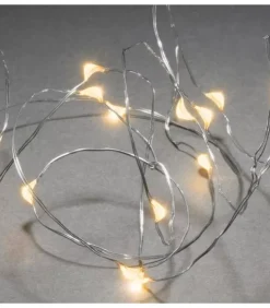 Konstsmide, guirlandes lumineuses de Noël Guirlande Lumineuse Intérieure À Led|Guirlande Led A Pile, 20 Diodes Ambrees, Fil Argente
